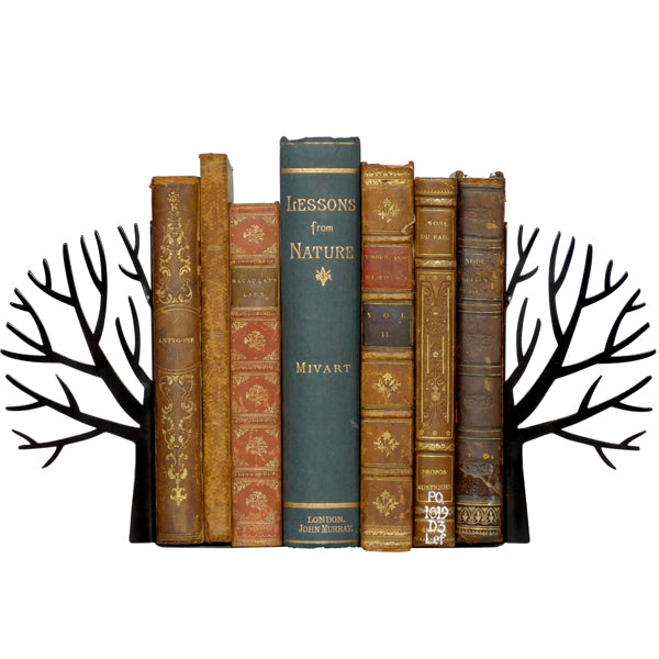 cintage brass bookends with house and tree