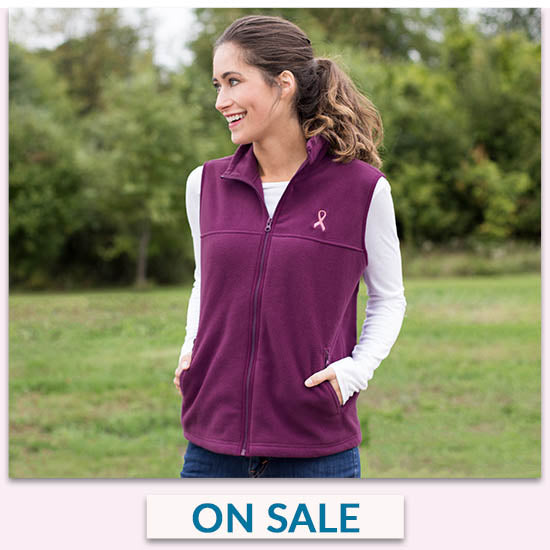 Women's Pink Ribbon Fleece Vest - On Sale