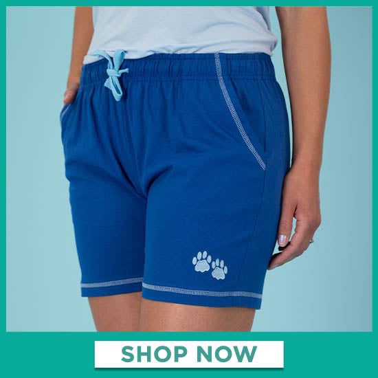 Paw Print Contrast Casual Shorts - Shop Now