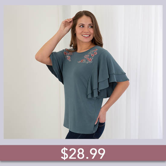 Romantic Floral Flutter Tee - $28.99