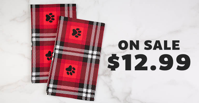 Plaid Paws Flour Sack Dish Towel Set | On Sale! | $12.99