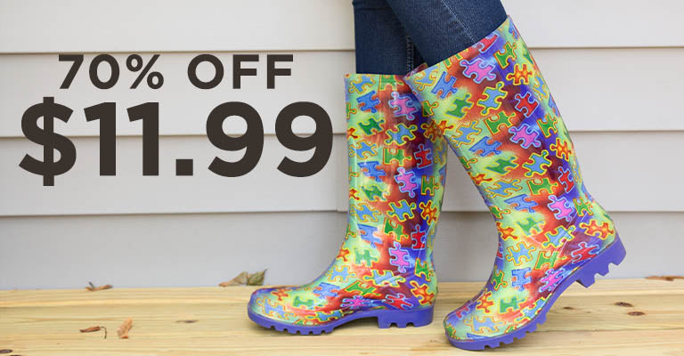 Free Spirit Piece of the Puzzle Ultralite™ Rain Boots | 70% OFF | $11.99