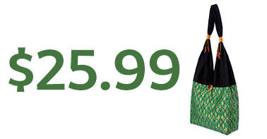 Thai Emerald Cotton Sling Tote Bag | $25.99