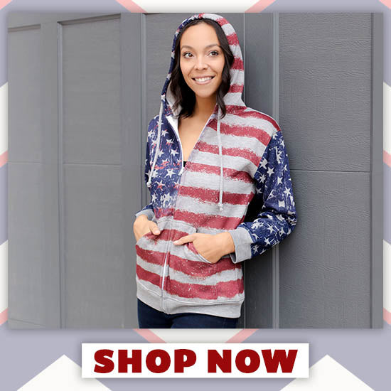 American Flag Distressed Zip Hoodie - Shop Now