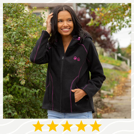 Paw Print Hooded Fleece Jacket - ★★★★★