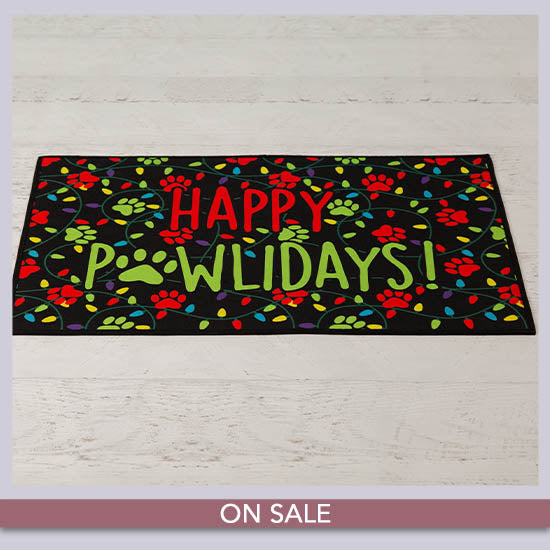 Happy Pawlidays Door Mat - On Sale