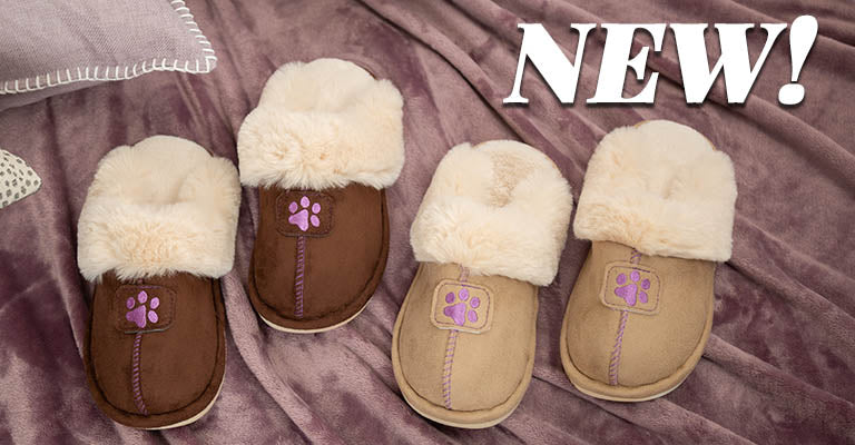 Paw Print Faux Fur Slide Slippers