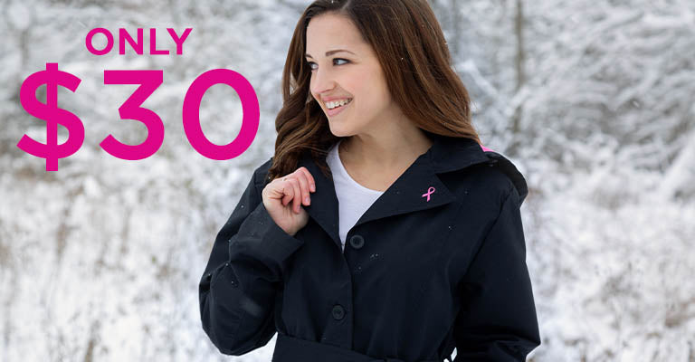 Pink Ribbon Fleece Lined Women's Rain Jacket | Only $30