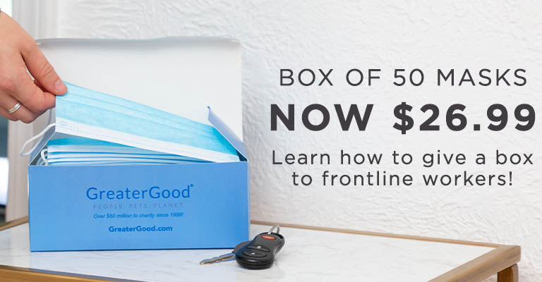 Box of 50 Masks | Now $26.99 |  Learn how to give a box to frontline workers!