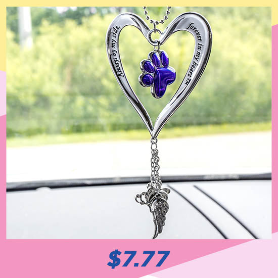 Heart & Purple Paw Car Charm - $7.77