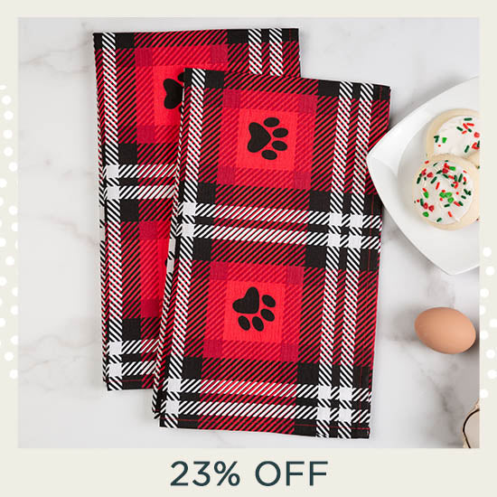 Plaid Paws Flour Sack Dish Towel Set - 23% OFF