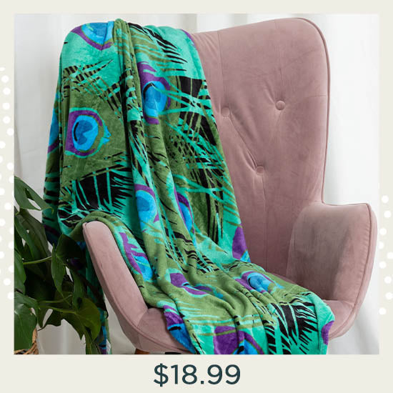 Super Cozy™ Peacock Fleece Throw Blanket - $18.99