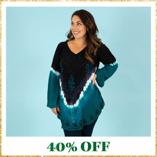 Seaside Night Long Sleeve Tunic - 40% OFF