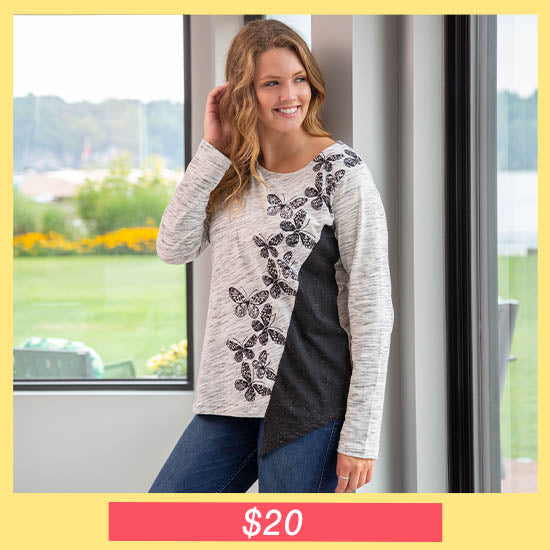 Butterfly Crossing Asymmetrical Tunic - $20