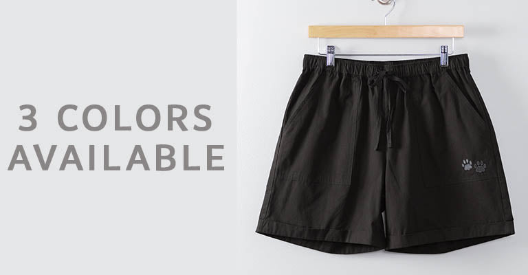 Paw Print Cotton Canvas Shorts | 3 Colors Available