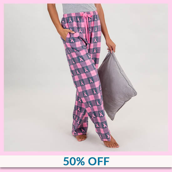 Pink Ribbon Flannel Lounge Pants - 50% OFF