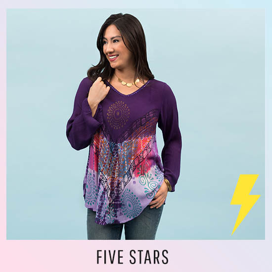 Mystic Charm Long Sleeve Tunic - Five Stars