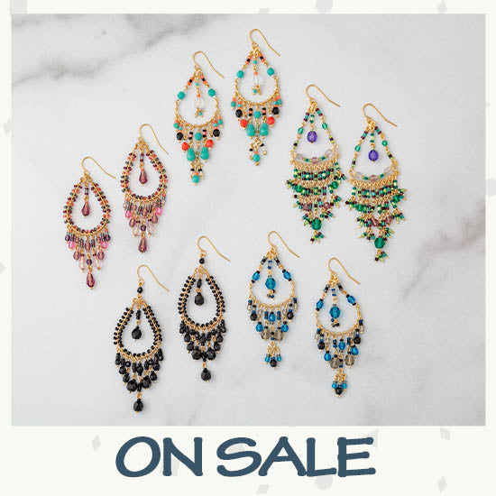 Dazzling Beaded Chandelier Earrings - On Sale