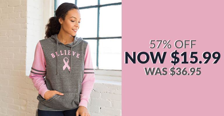 Pink Ribbon Stripe Burnout Pullover Hoodie | Was $36.95 | Now $15.99 | 57% OFF