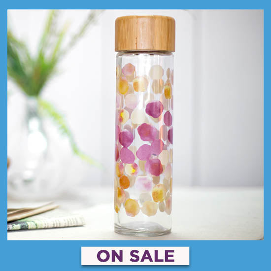 Floral Symphony Glass Water Bottle - On Sale