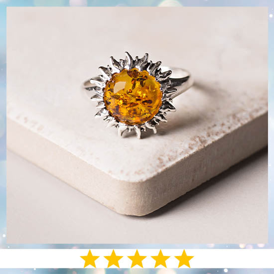 Sunshine of Amber Sterling Ring  - ★★★★★