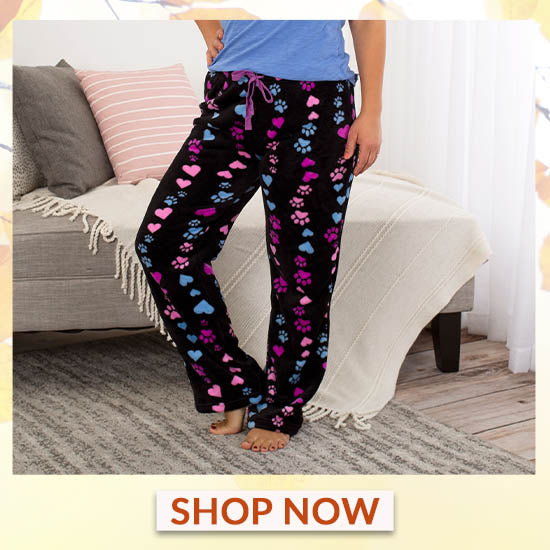 Paws & Hearts Plush Lounge Pants - Shop Now