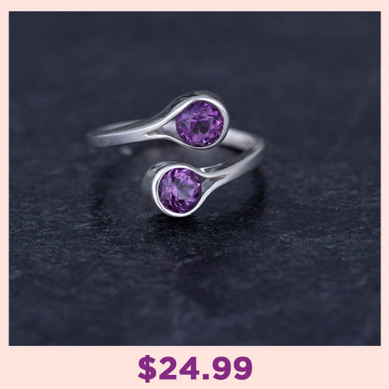 Double Drop Sterling & Gemstone Wrap Ring - $24.99