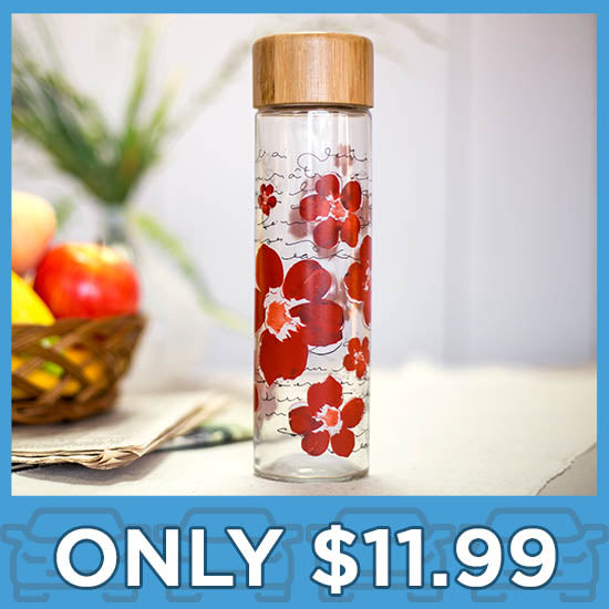Floral Symphony Glass Water Bottle