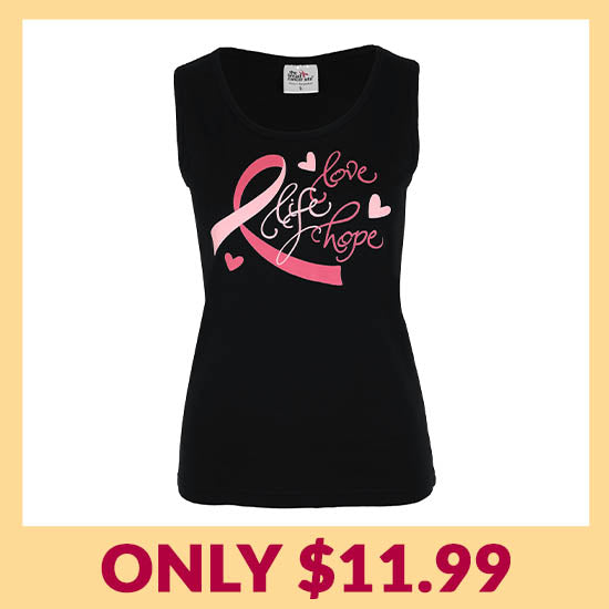 Love Life Hope Pink Ribbon Tank Top - Only $11.99