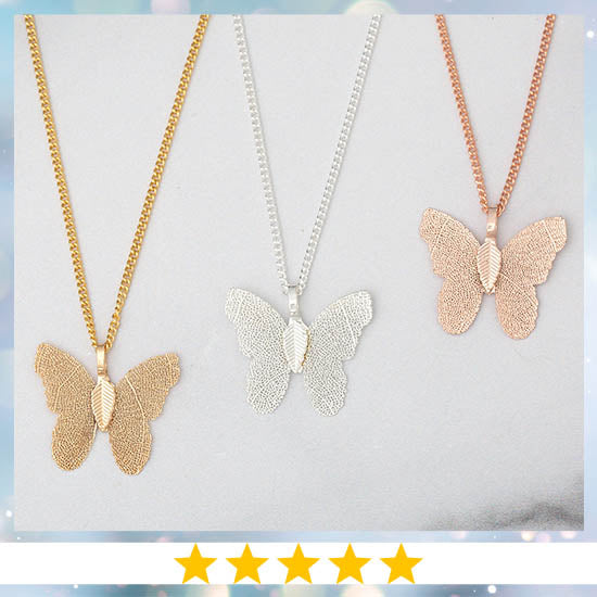 Lustrous Leaf Butterfly Necklace  - ★★★★★
