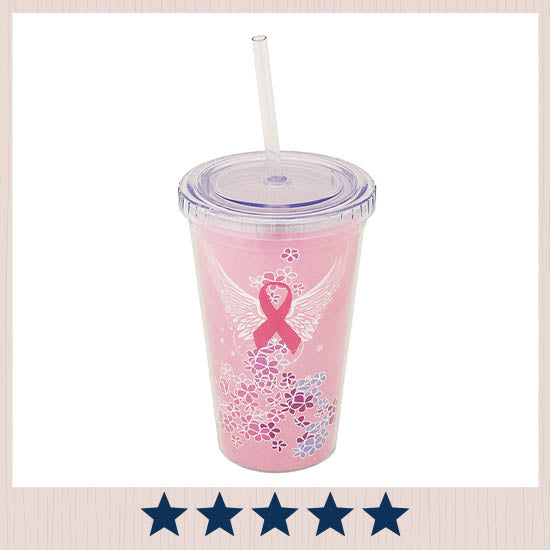 Winged Pink Ribbon Insulated Travel Cup - ★★★★★