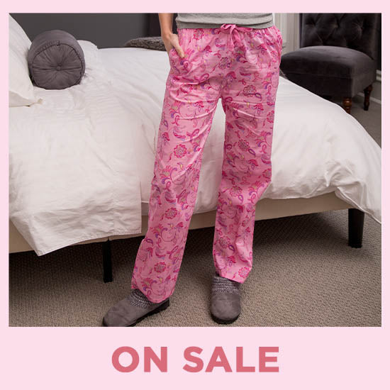 Pink Ribbon Floral Lightweight Lounge Pants - On Sale