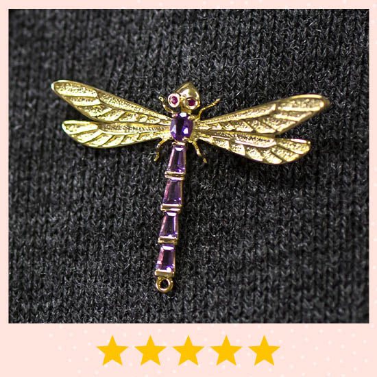 Vermeil & Gemstones Dragonfly Pin - ★★★★★