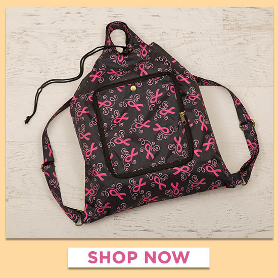 Pink Ribbons & Hearts Packable Backpack