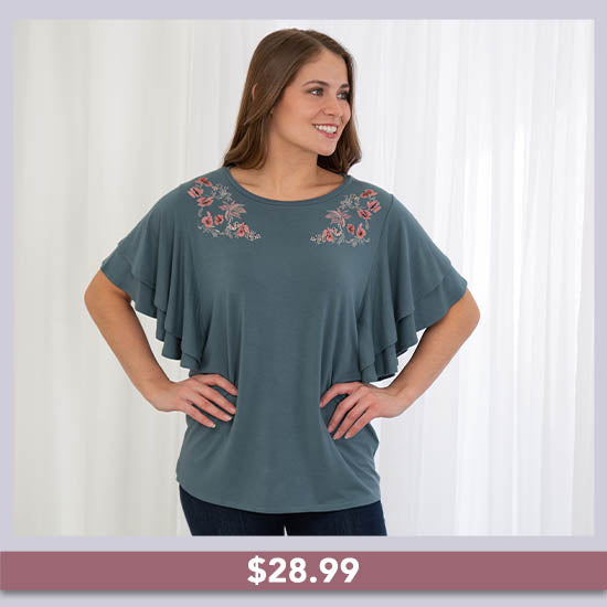 Romantic Floral Flutter Tee - $28.99