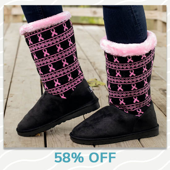 Pink Ribbon Knit Boots - 58% OFF