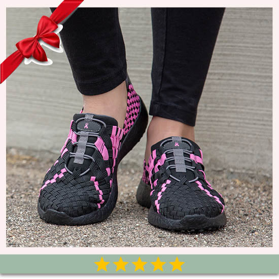 Pink Ribbon Woven Walking Shoes for Women - ★★★★★