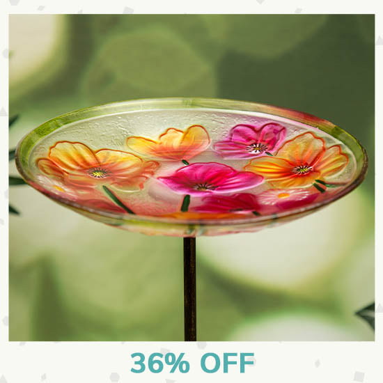 Sunny Garden Glass Bird Bath - 36% OFF