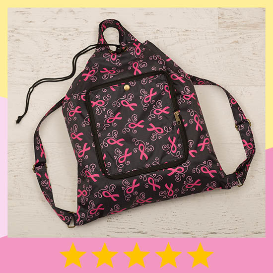 Pink Ribbons & Hearts Packable Backpack - ★★★★★