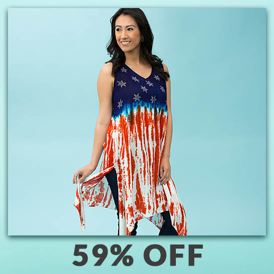 Stars & Stripes Sleeveless Tunic Dress - 59% OFF