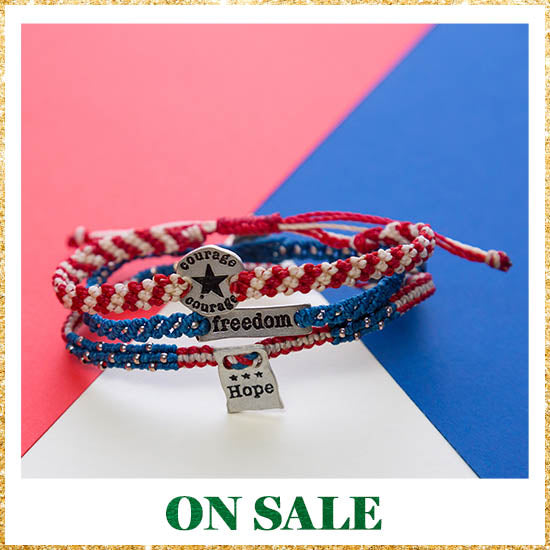 Courage, Hope, & Freedom Woven Bracelets Set - On Sale