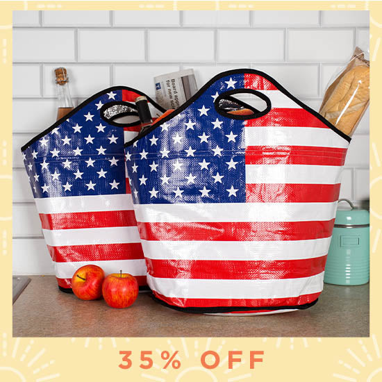 American Flag Insulated Shopping Totes Set - 35% OFF