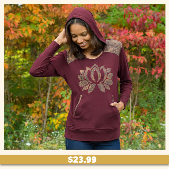 Plum Lotus Pullover Hoodie - $23.99