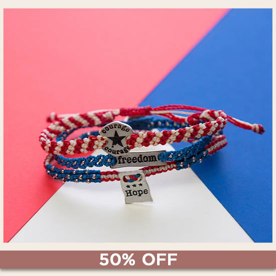 Courage, Hope, & Freedom Woven Bracelets Set - 50% OFF