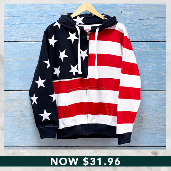American Flag Zip Hooded Sweatshirt - Now $31.96