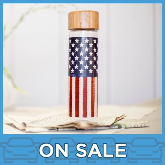 Land of Liberty Glass Water Bottle