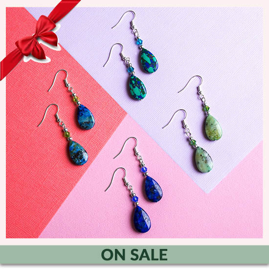 Stone Teardrop Earrings - On Sale