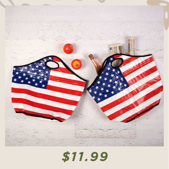 American Flag Insulated Shopping Totes Set - $11.99