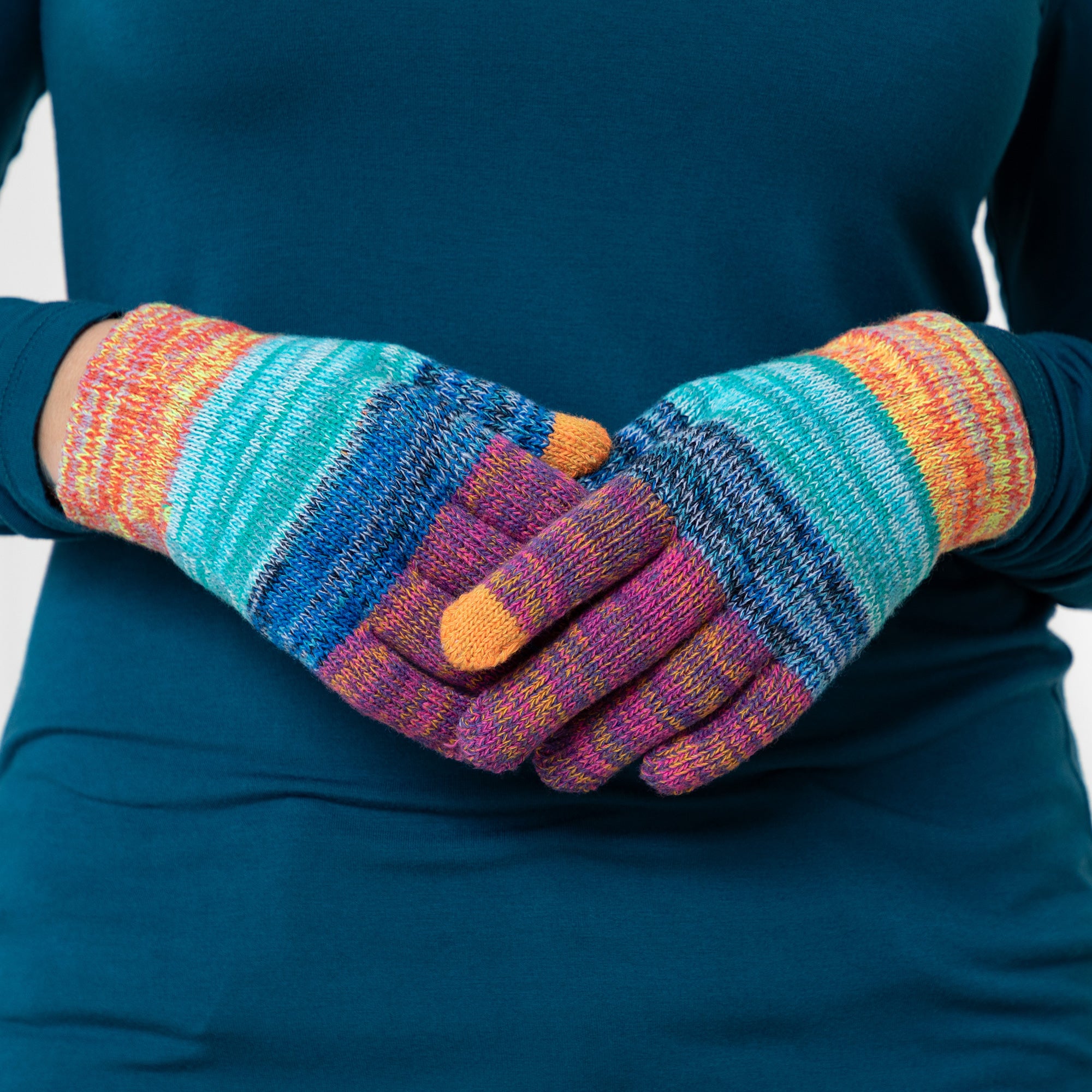 Rainbow Delight Touch Screen Mittens - Multicolor