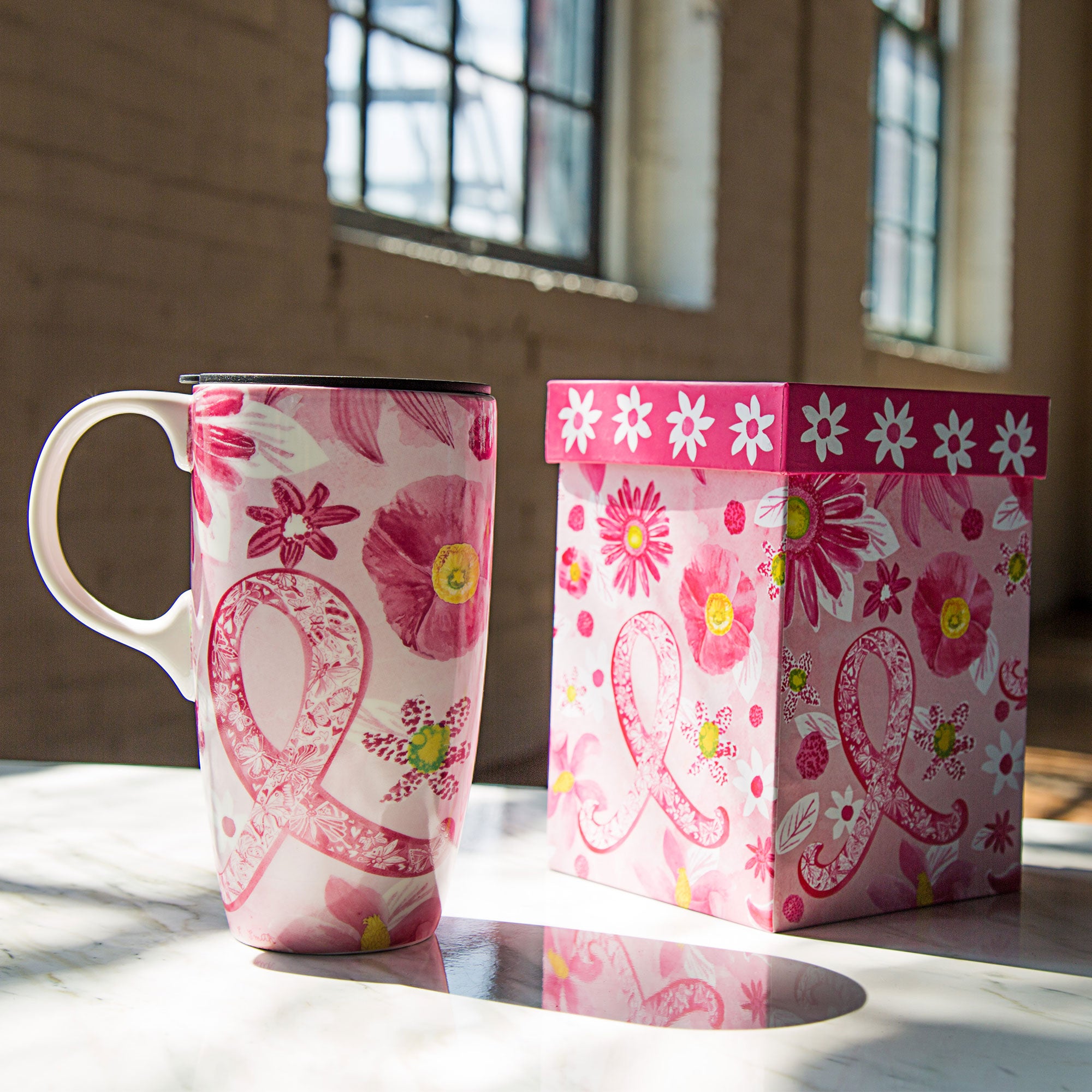 Inspirational Ceramic Travel Coffee Mug , Matching Gift Box - Sloth Spirit Animal